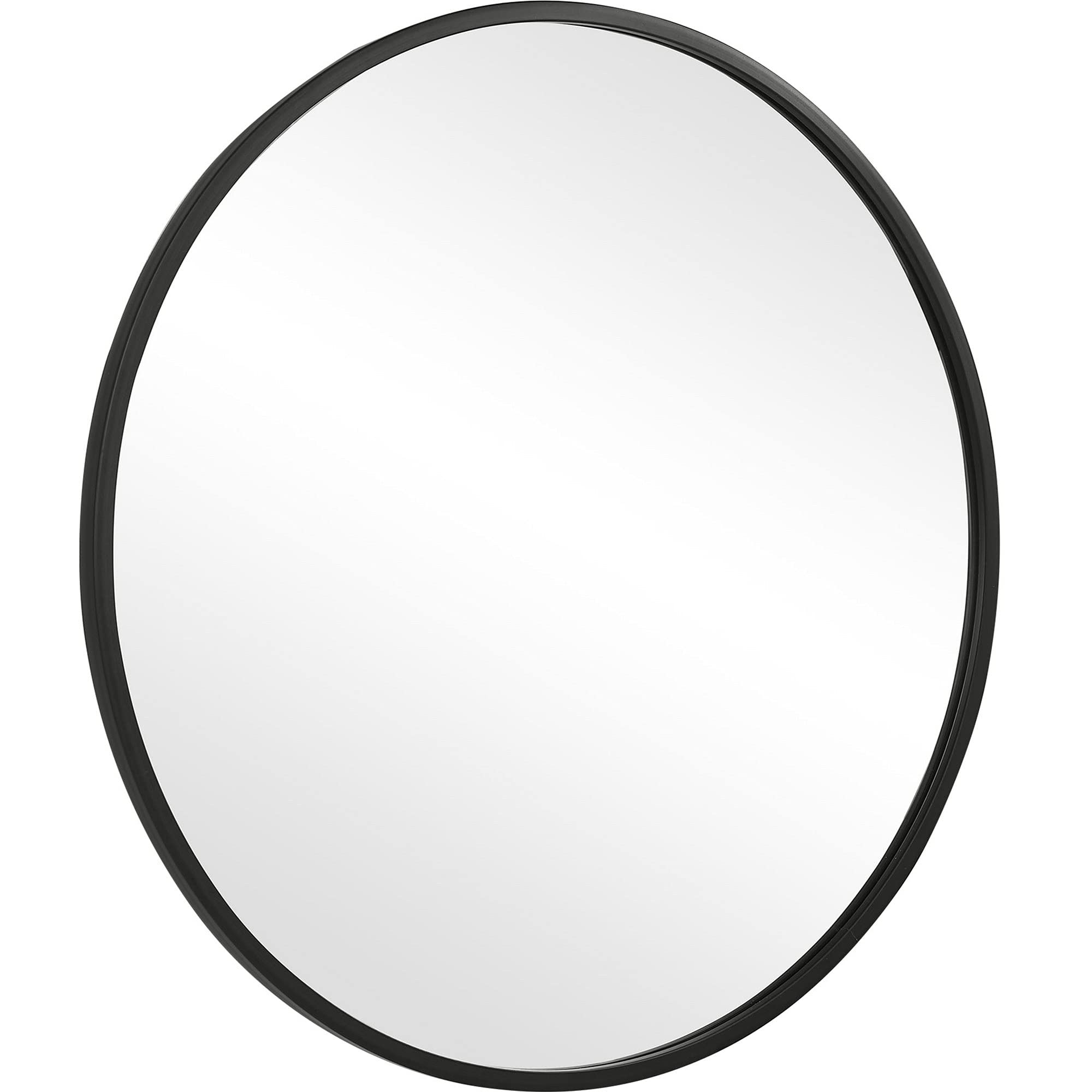 Round Shape Sleek Frame Mirror, Black