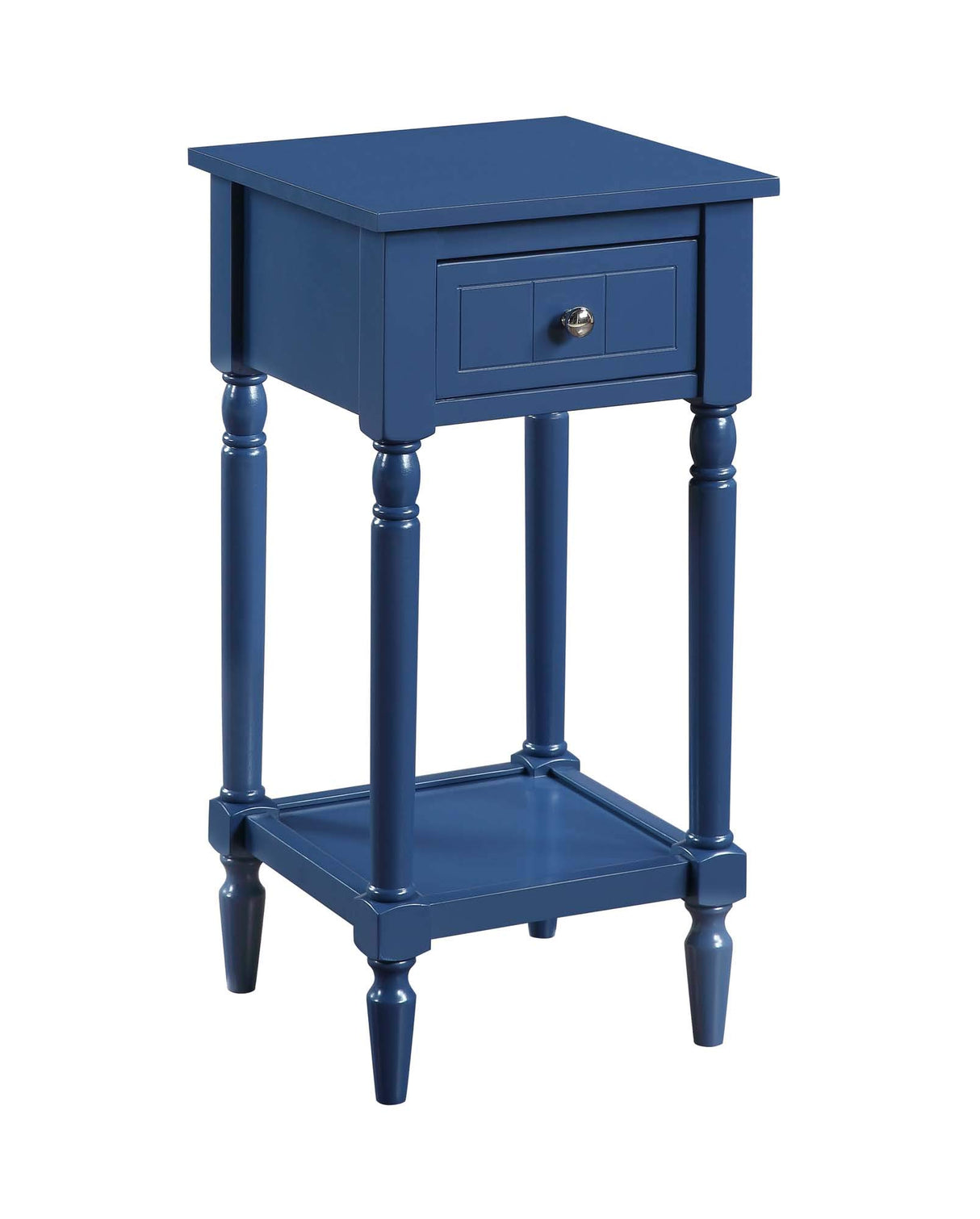 French Country Khloe 1 Drawer Accent Table with Shelf, Cobalt Blue