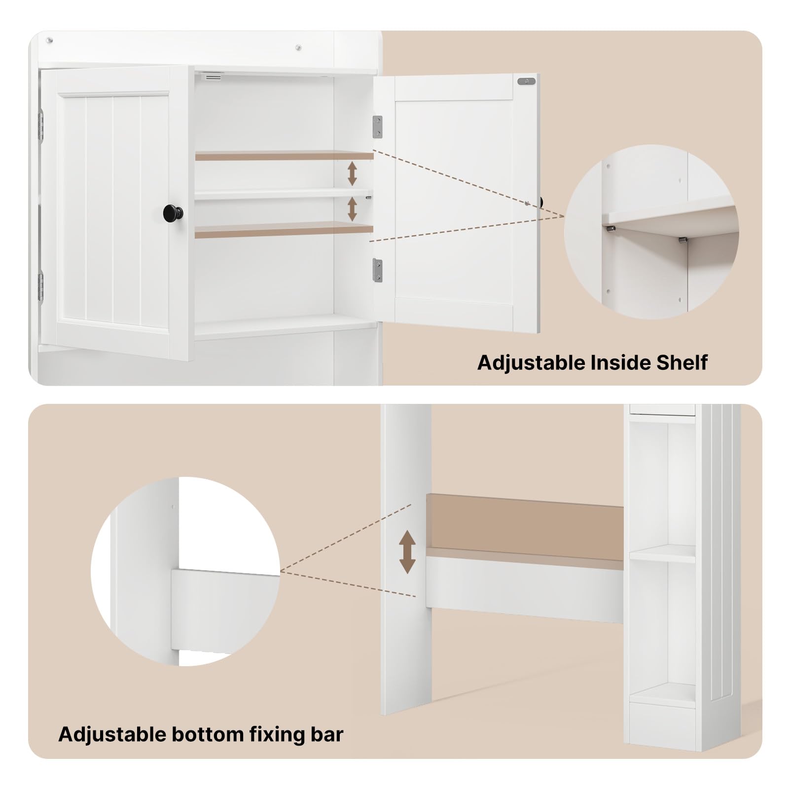 Over The Toilet Storage Cabinet, Over Toilet Bathroom Organizer with Doors