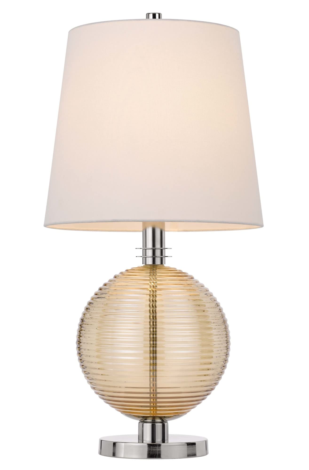28" Height Salisbury Brushed Steel Metal and Amber Glass Table Lamp