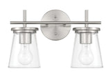 Connell 2 Light 14.5 in. Brushed Polished Nickel Finish Vanity Light with Clear Glass