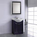 24" Contemporary Euro Vanity in Satin Black w/White Ceramic Vanity Top