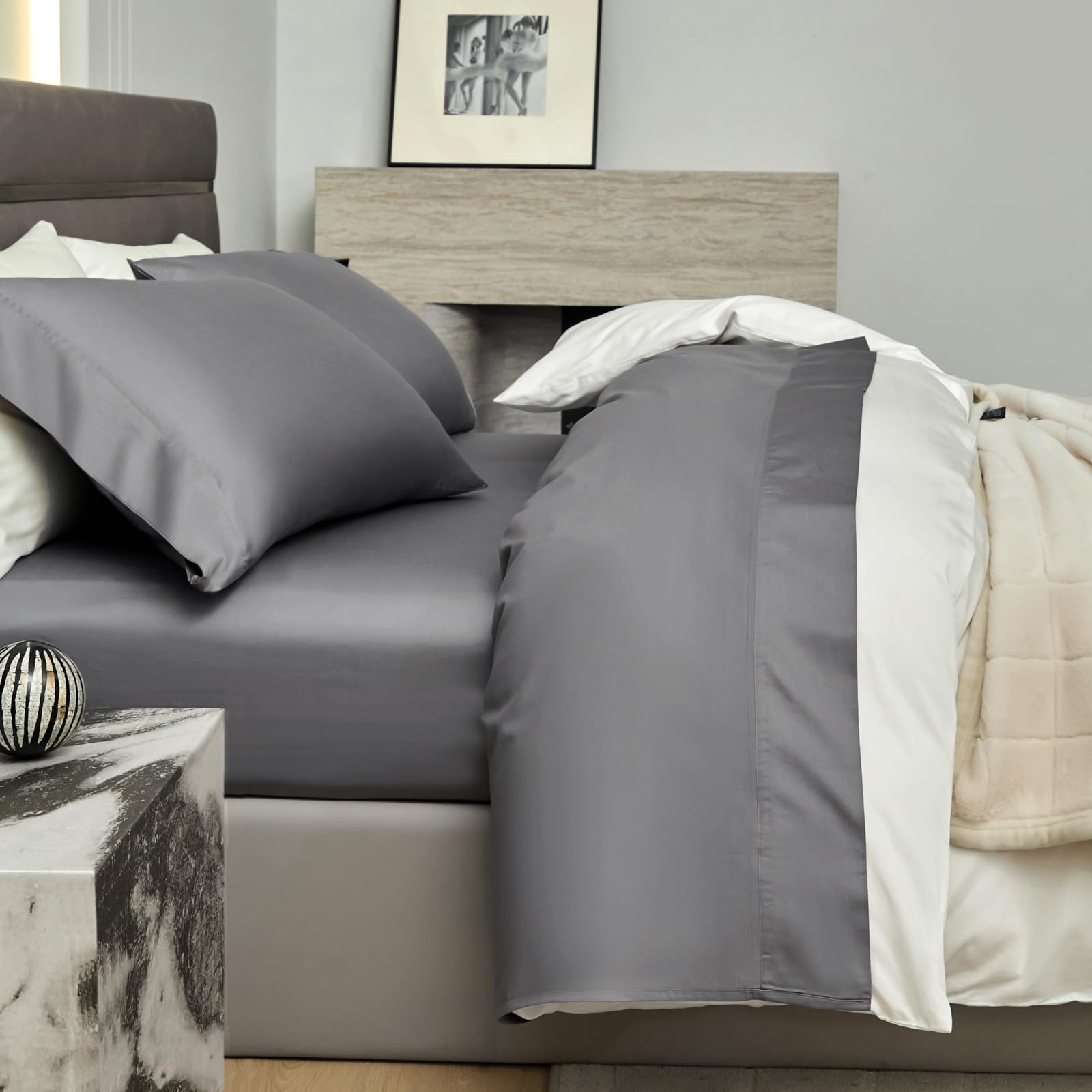 Sheet Set 800 Thread Count Long Staple Cotton Sateen Silky Soft Luxurious Smooth 4