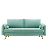 Revive Performance Velvet Sofa, Mint