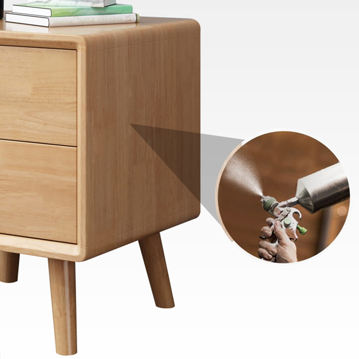 Creative Bedside Table Bedroom Drawer Style Storage Cabinet 2 Layers Solid Wood