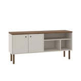 Windsor Modern TV Stand with Media Shelves and Solid Wood Legs, 53.54"