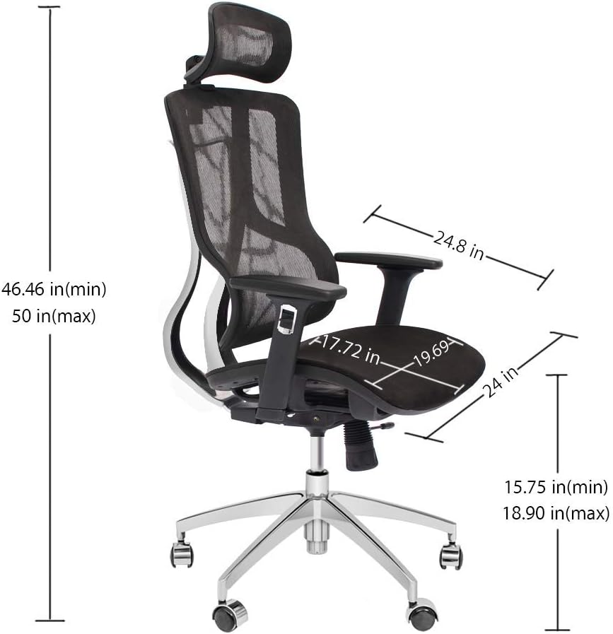 Executive Chair with 2D Adjustable Headrest, Ergonomic Office Chair with Mesh Seat