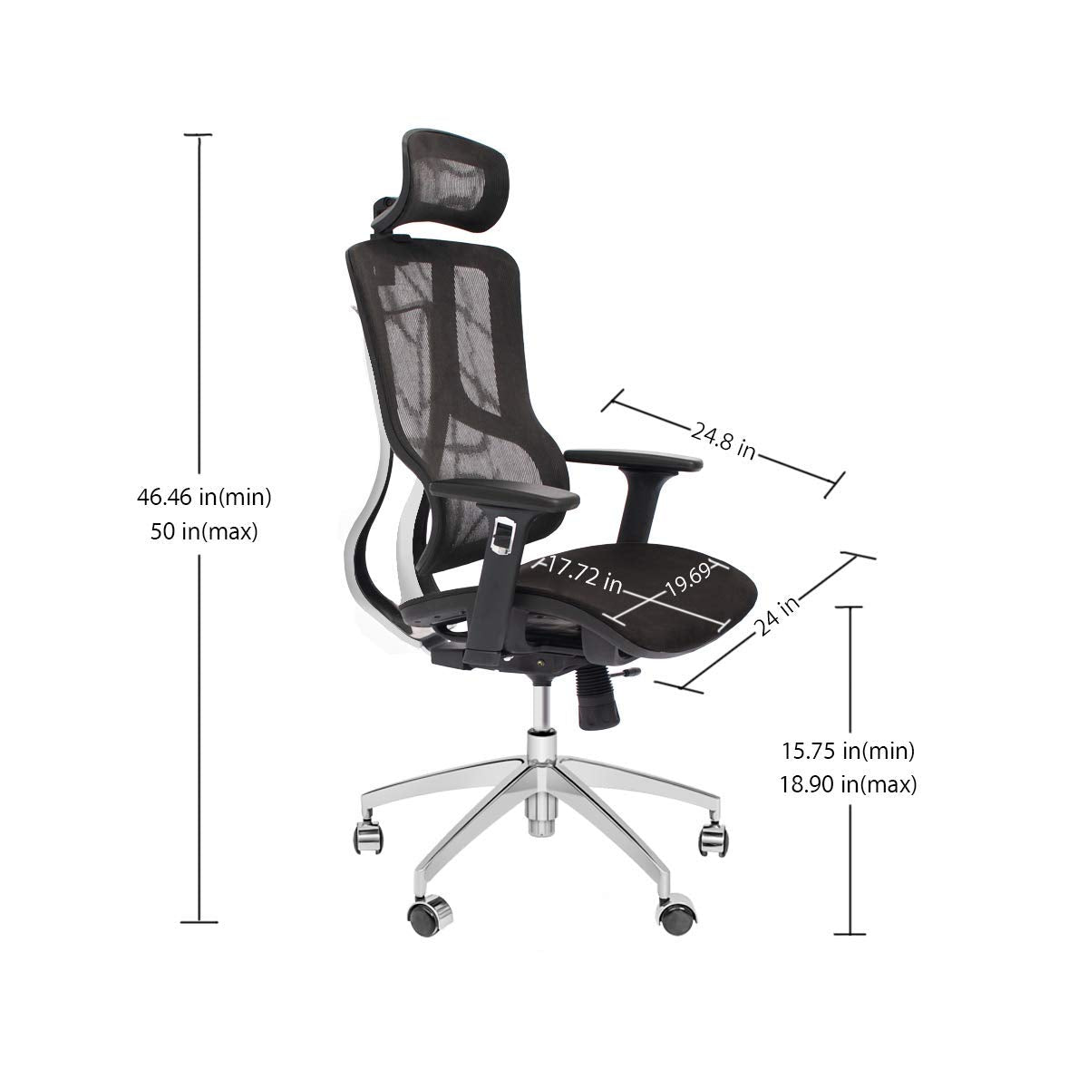 Executive Chair with 2D Adjustable Headrest, Ergonomic Office Chair with Mesh Seat