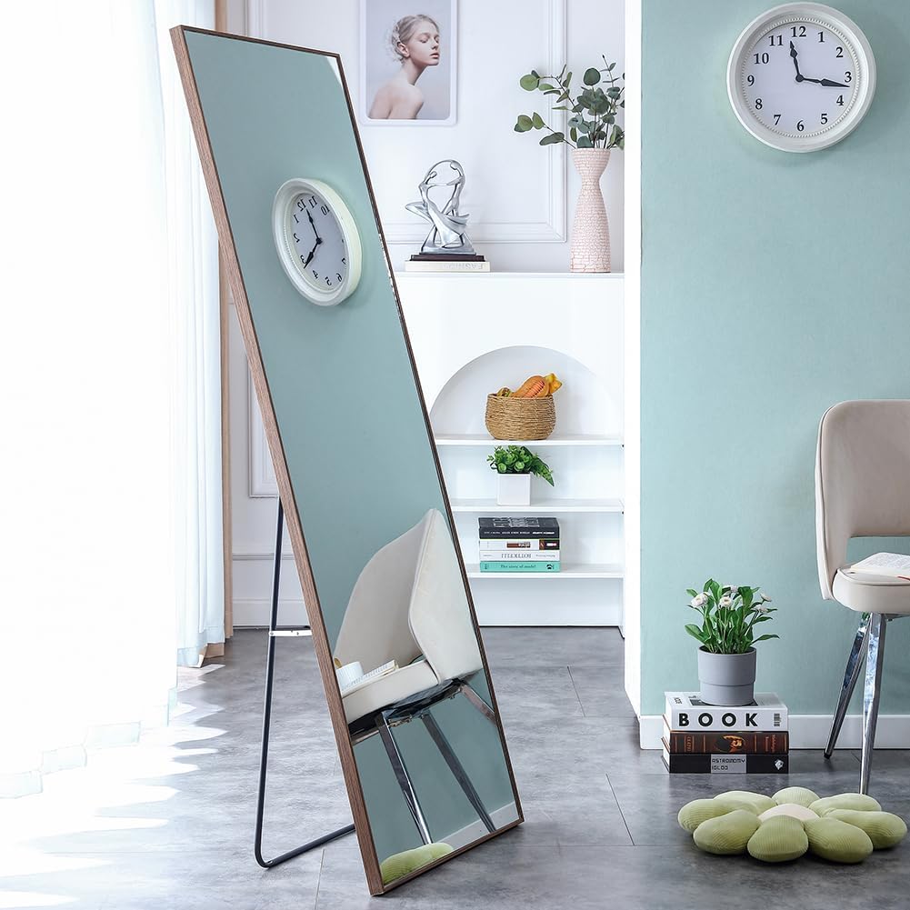 Floor Standing Mirror, Full Length Mirror, Solid Wood Frame Floor Mirror