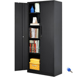 Metal Storage Cabinet, Steel Locking Storage Cabinet with 2 Magnetic Doors and