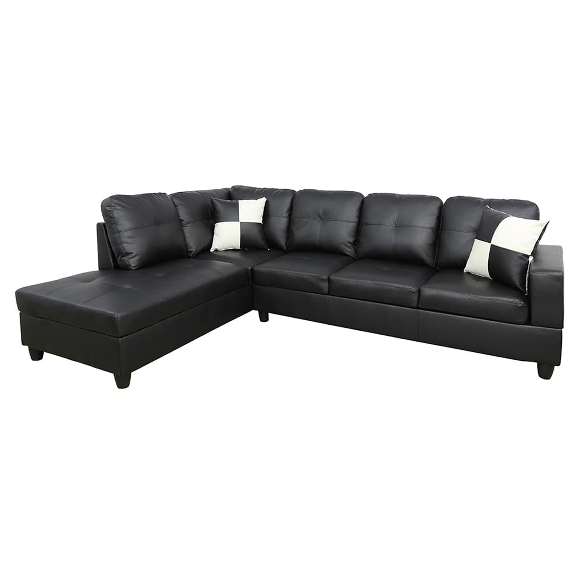 L-Shaped Sectional Sofa Set 5-Seat Luxurious Faux Leather Couches for Living Room