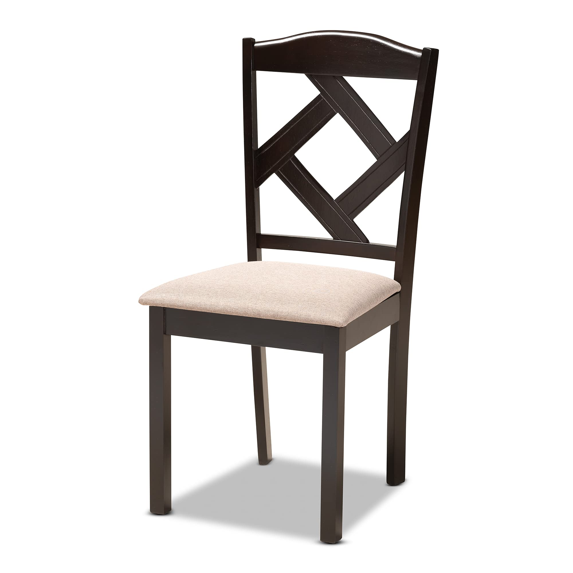 Morigan Sand Fabric Upholstered and Dark Brown Finished Wood 5-Piece Dining Set