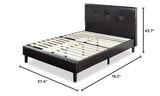 Kitch Faux Leather Upholstered Platform Bed Frame / Mattress Foundation / Wood Slat