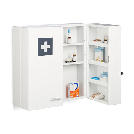 Medicine Cabinet, Lockable, 11 Compartments, Steel, HxWxD: 53 x 53 x 21.5 cm