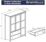 Shaker 3-Door Wardrobe, Walnut