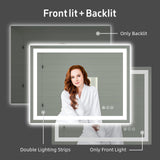 40x32 LED Bathroom Mirror - Dimmable Front & Backlit with Anti-Fog