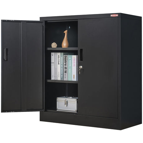 Locking Cabinet, 36" Metal storage cabinet with 2 Adjustable Shelves