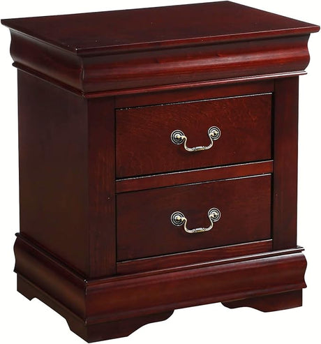 Nightstand with 2 Drawers Traditional Rectangular Side Table, Bedside Table with Metal