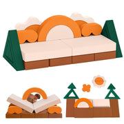 18PCS Modular Kids Play Couch - Junlge Theme Toddler Couch Building Fort, Convertible Sofa Foam Couch, Multifunctional Kids Sofa, Toddler Baby Playroom/Bedroom Furniture for Playing, Sleeping