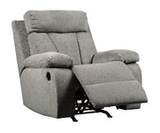 LoungeNest Foggy Gray Rocker Recliner Chair with Pull Tab Recline