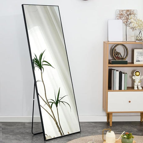 Full Length Mirror 65"x23" Floor Mounted Full Body Mirror with Stand Hanging or Leaning