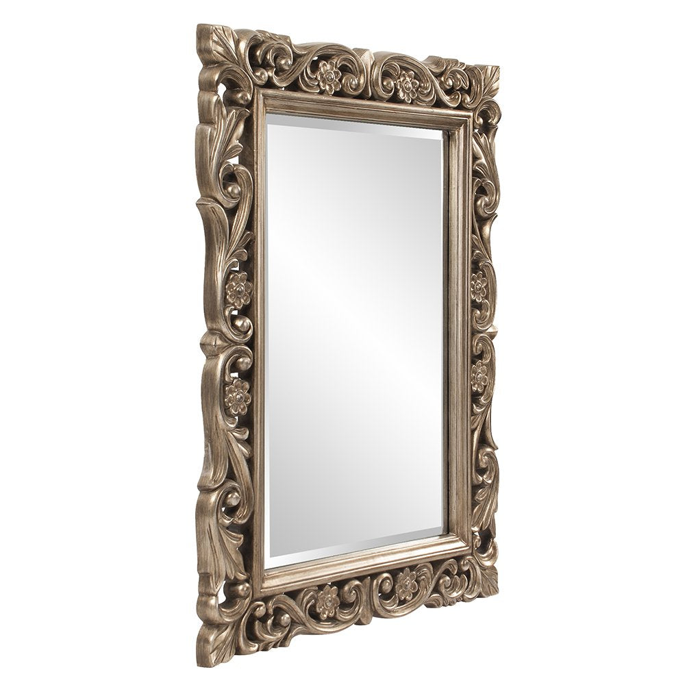 Rectangular Hanging Wall Mirror, Scroll Work Frame