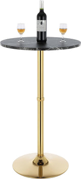 24'' Round Cocktail Bar Table with Metal Base, Tall Bistro Pub Table