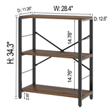 Small Bookshelf, 3 Tier Rustic Book Shelf with Storage, Industrial Low Short Bookcases