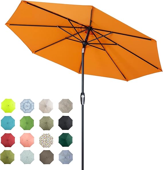 10ft Patio Market Outdoor Table Umbrella with Auto Tilt and Crank