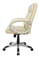 Modern Mid Back Executive Chair with Padded Armrests in Ivory