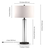 29" Tall Table Lamp with Fabric Shade in Clear Glass/Blackened Bronze/White