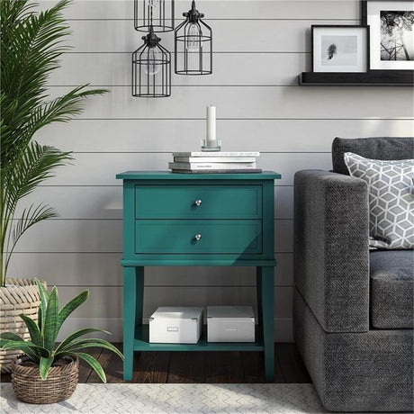 Franklin Accent Table with 2 Drawers, Emerald