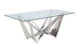 Dekel Dining Contemporary Styled Glass Table in Chrome Finish