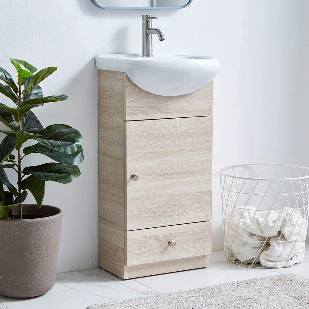 18 Inch Bathroom Vanity with Sink, Small Bathroom Vanity Cabinet Combo