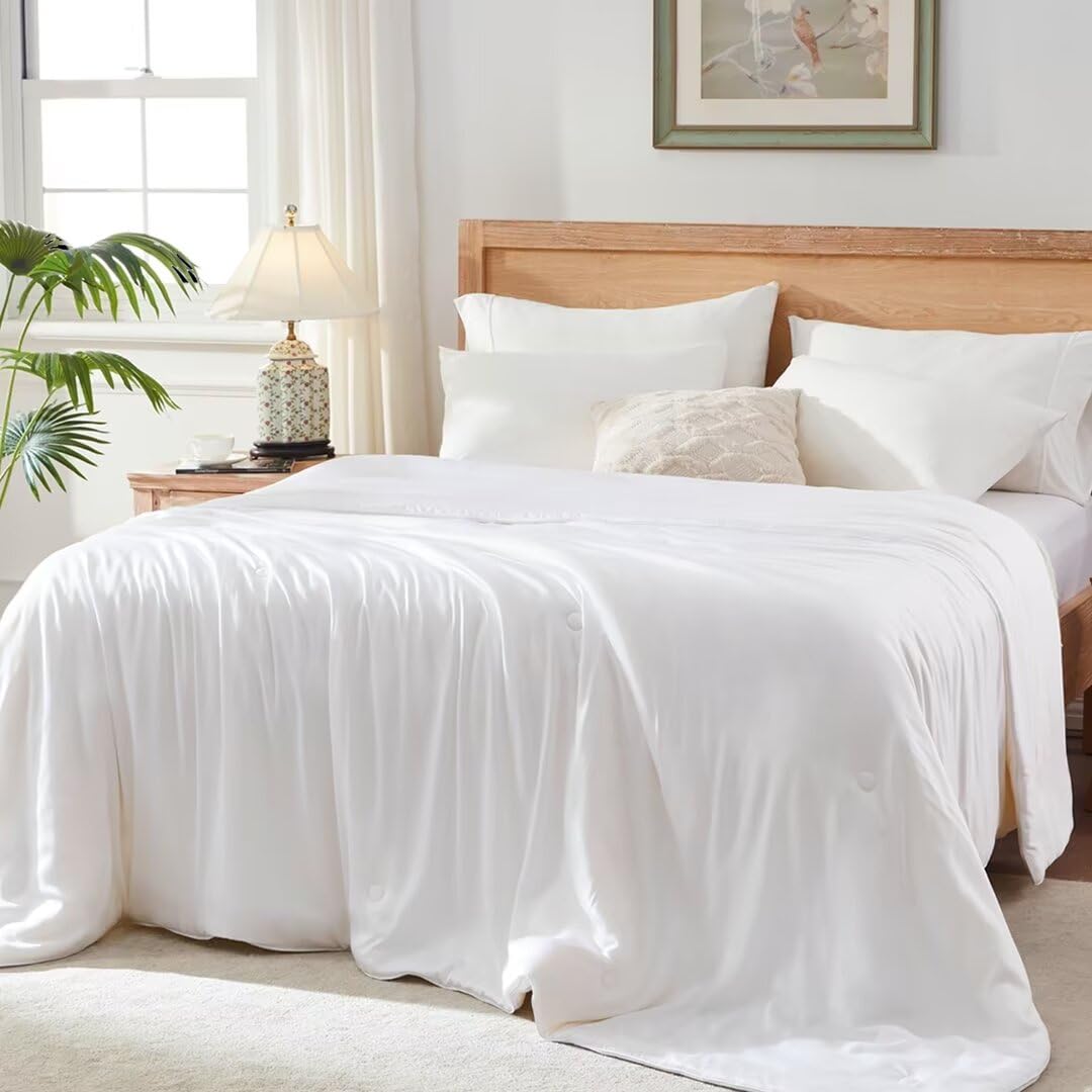 Bamboo Viscose Cooling Comforter Queen Size,Luxurious Lightweight Blanket for Summer