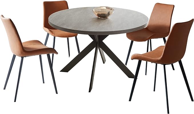 47" Round Dining Table Set, Mid Century Modern Round Dining Table for 4-6 Person,