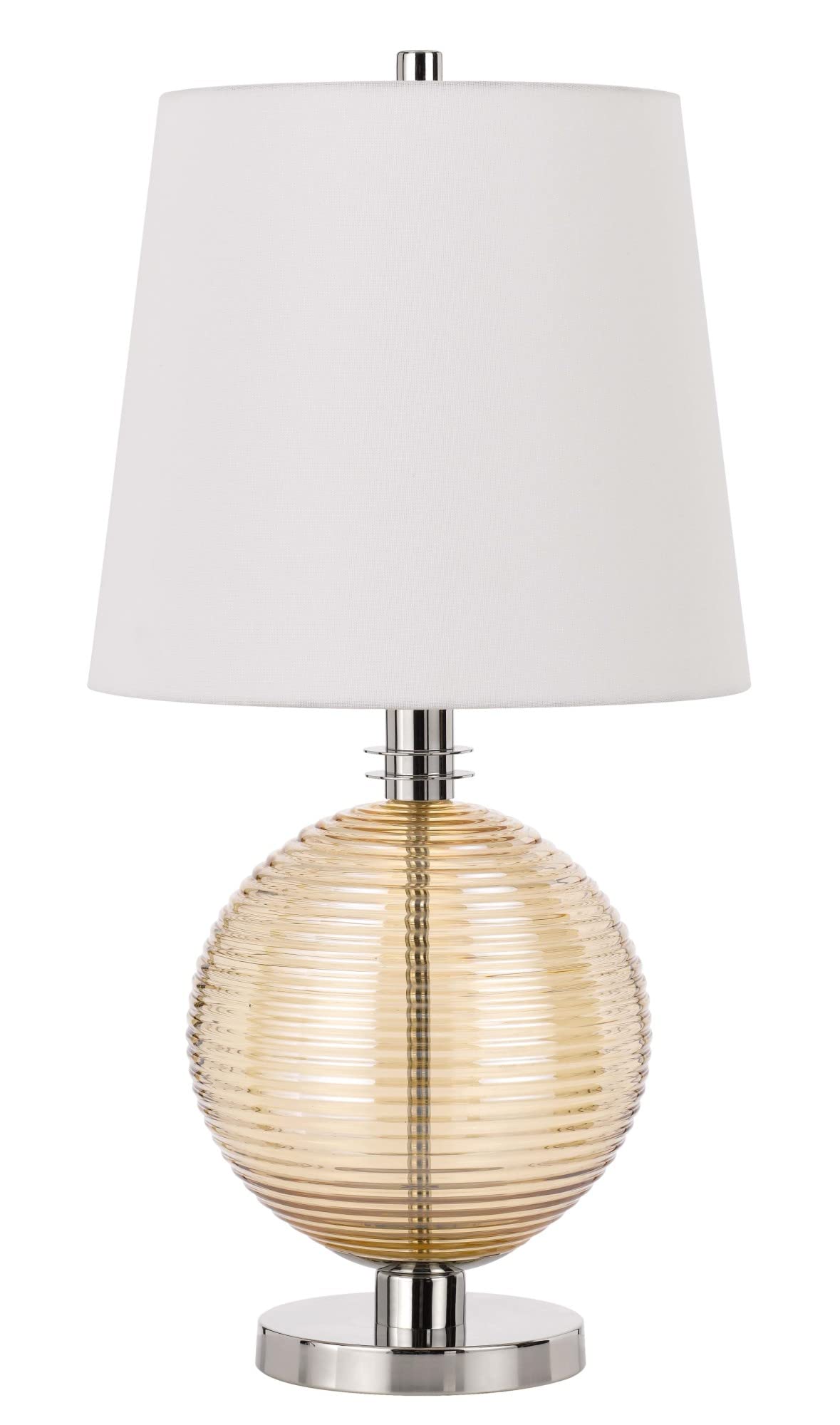28" Height Salisbury Brushed Steel Metal and Amber Glass Table Lamp