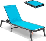 2 Pcs Chaise Lounge Chairs Outdoor, Aluminum Patio Lounge Chairs