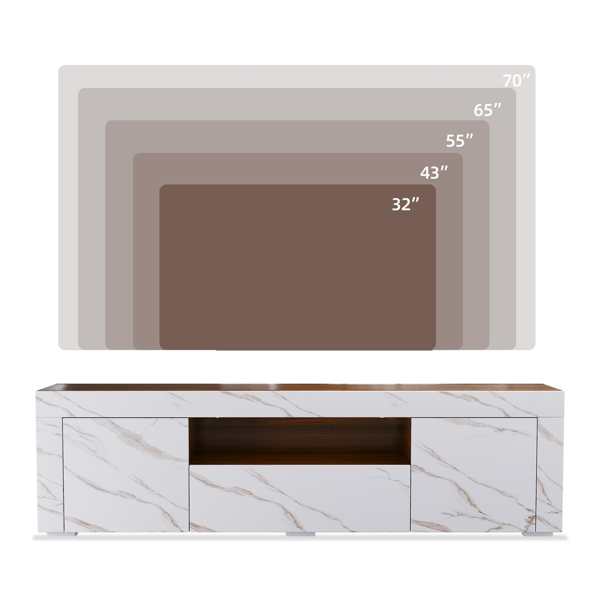65 Inch Tv Stand, Modern High Glossy Entertainment Center with Storage and Drawers,