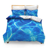 Printed Comforter Cover Set Full Size Water Fresh Refreshment Pool Blue Swimming