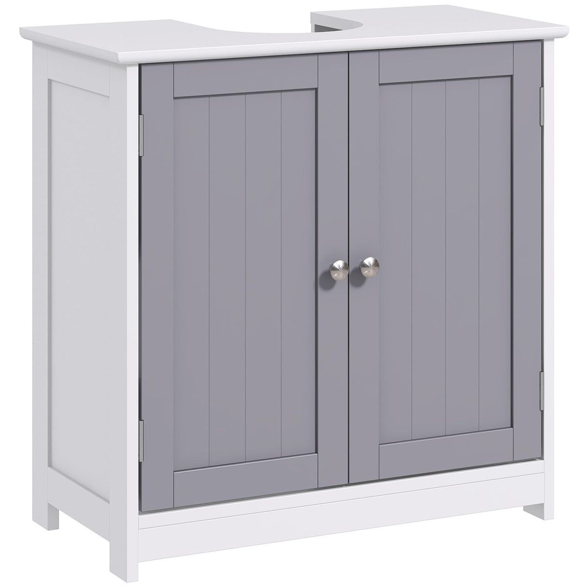 Vanity Unit Bathroom Cabinet with 2 Doors Shelf Adjustable MDF White + Grey 60 x 30 x 60 cm