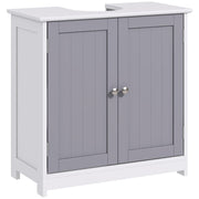 Vanity Unit Bathroom Cabinet with 2 Doors Shelf Adjustable MDF White + Grey 60 x 30 x 60 cm