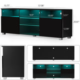 LED TV Stand for 65 inch TVs, Modern TV Stand with LED Lights and High Glossy Cabinets