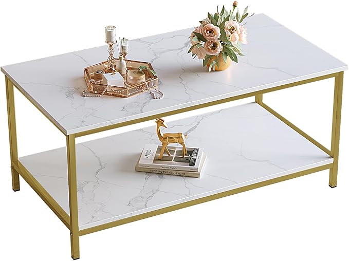 Coffee Table with Storage 2-Tier Industrial Center Table for Living Room