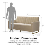 Skylar Coil Futon, Modern Sofa Bed and Couch, Ivory Velvet