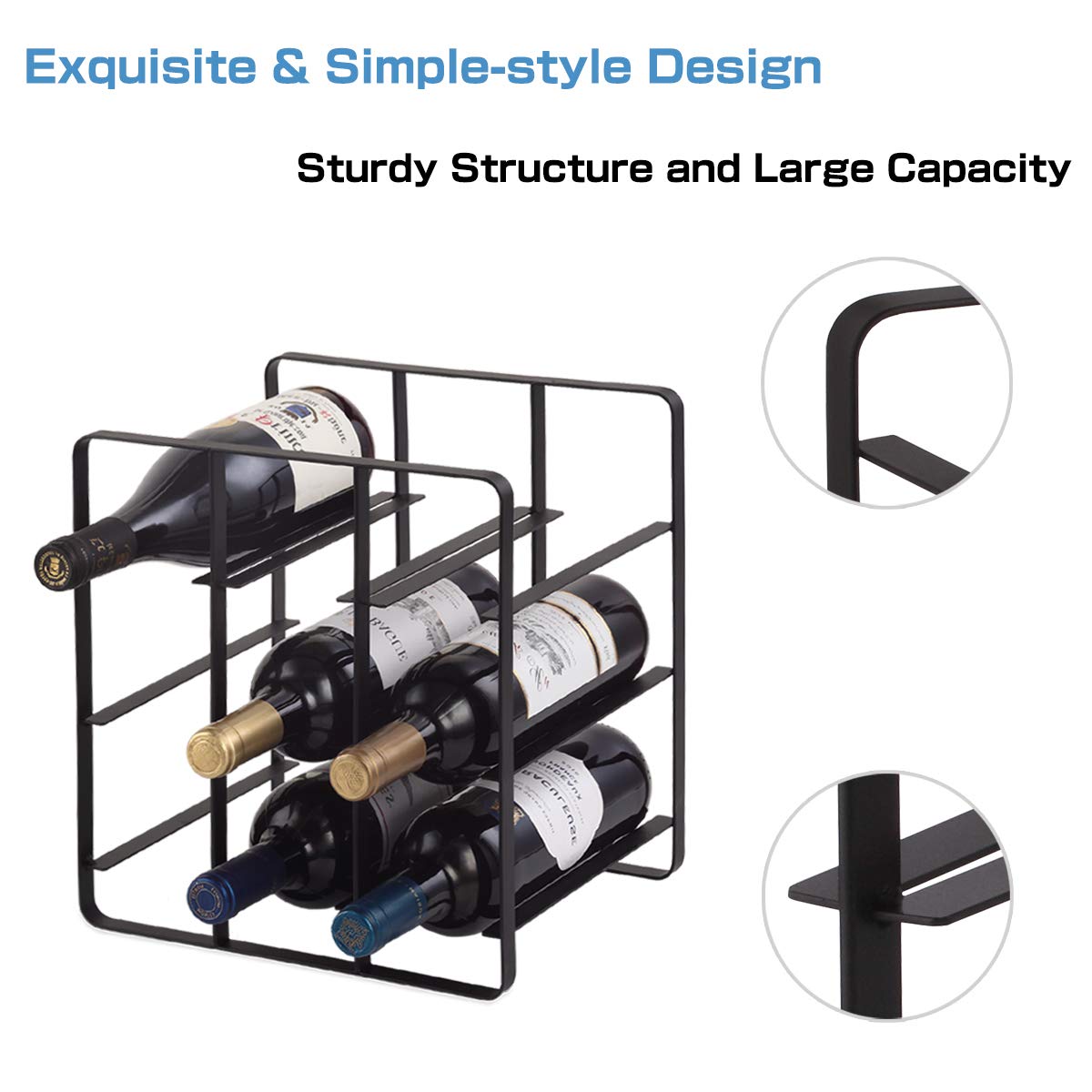 9 Bottles Metal Wine Rack, Free-Standing Cabinet Water Bottle