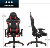 Ergonomic Gaming Chair with Massage Lumbar Support - Red PU Leather