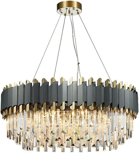 Pendant Light , Pendant Ceiling Light Modern Crystal Chrome Rectangle Round