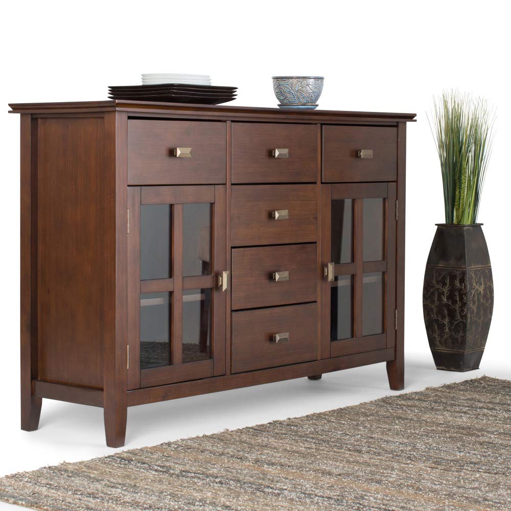 Artisan Solid Pine Wood 54 inch Contemporary Sideboard Buffet Credenza in Russet