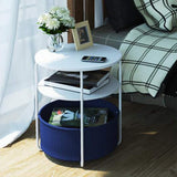 Nightstand Tables Bedside 3-Tier Round Side End with Storage Basket, Nightstand, 16.5 x 16.5 x 20.9